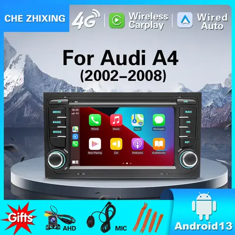 차량용 스테레오 멀티미디어 플레이어, 안드로이드 카플레이, 아우디 A4, B6, 2000-2006, S4, B7, RS4 시트, 엑세오 오토라디오, GPS 네비게이션 7862, 2 딘