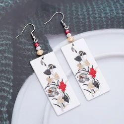 Fashion 2026 Acrylic 3D Printing Dangle Flower Earrings For Women Vintage Elegant Lightness Party Jewelry Valentine's Day Gift