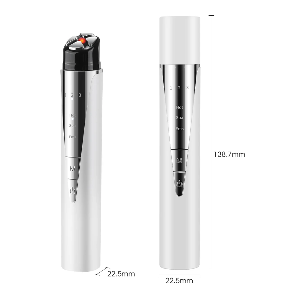 EMS Oogschoonheidsapparaat 3-modi Trillingen LED-verlichting Warmte Draadloze massage Droge ogen Donkere kringen Oogzakken Gezichtsverzorgingsmachine