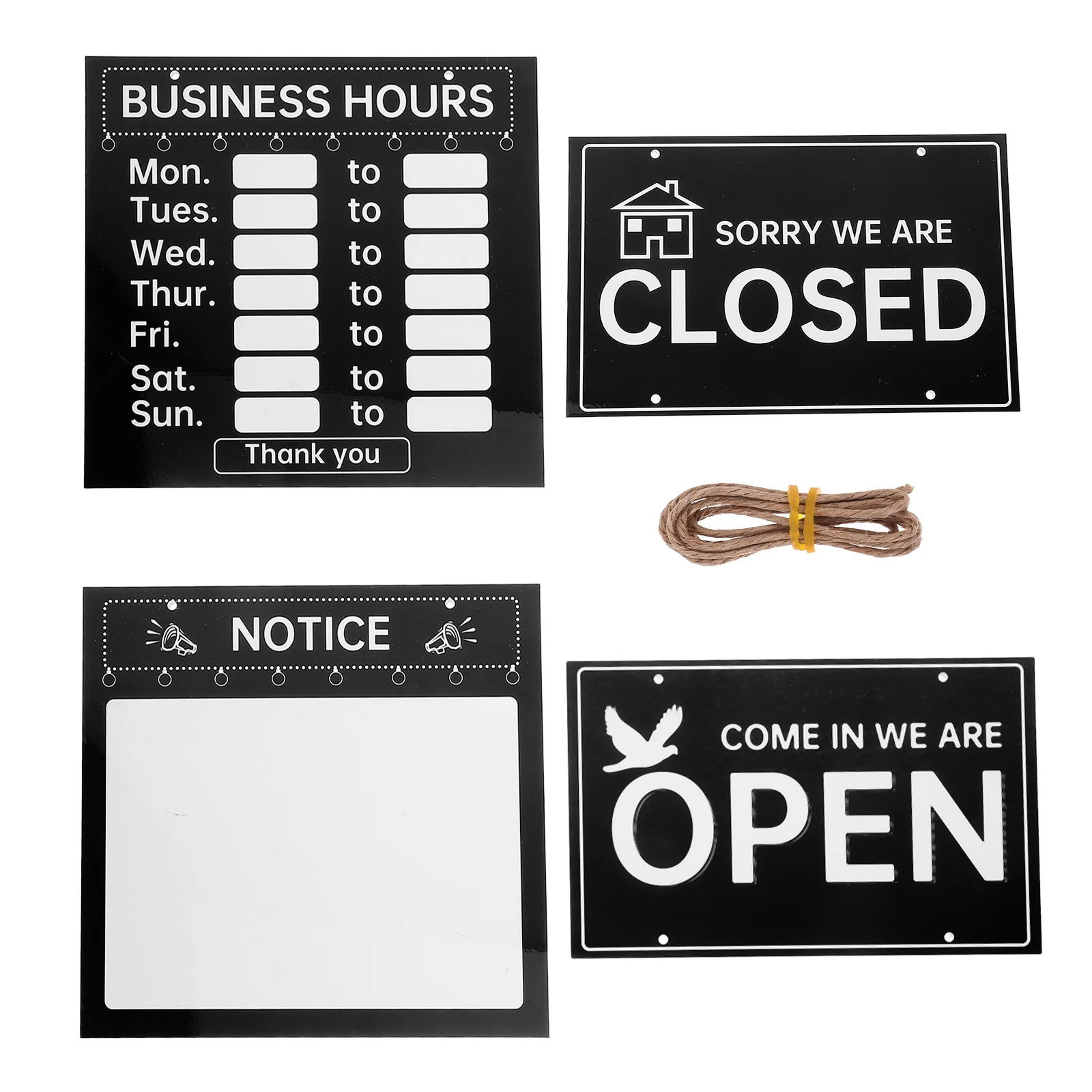 

1Set Open Closed Sign Business Hours Board Writable Changeable Store Door Hanging Notice for Restaurants Cafes Shops Decorative
