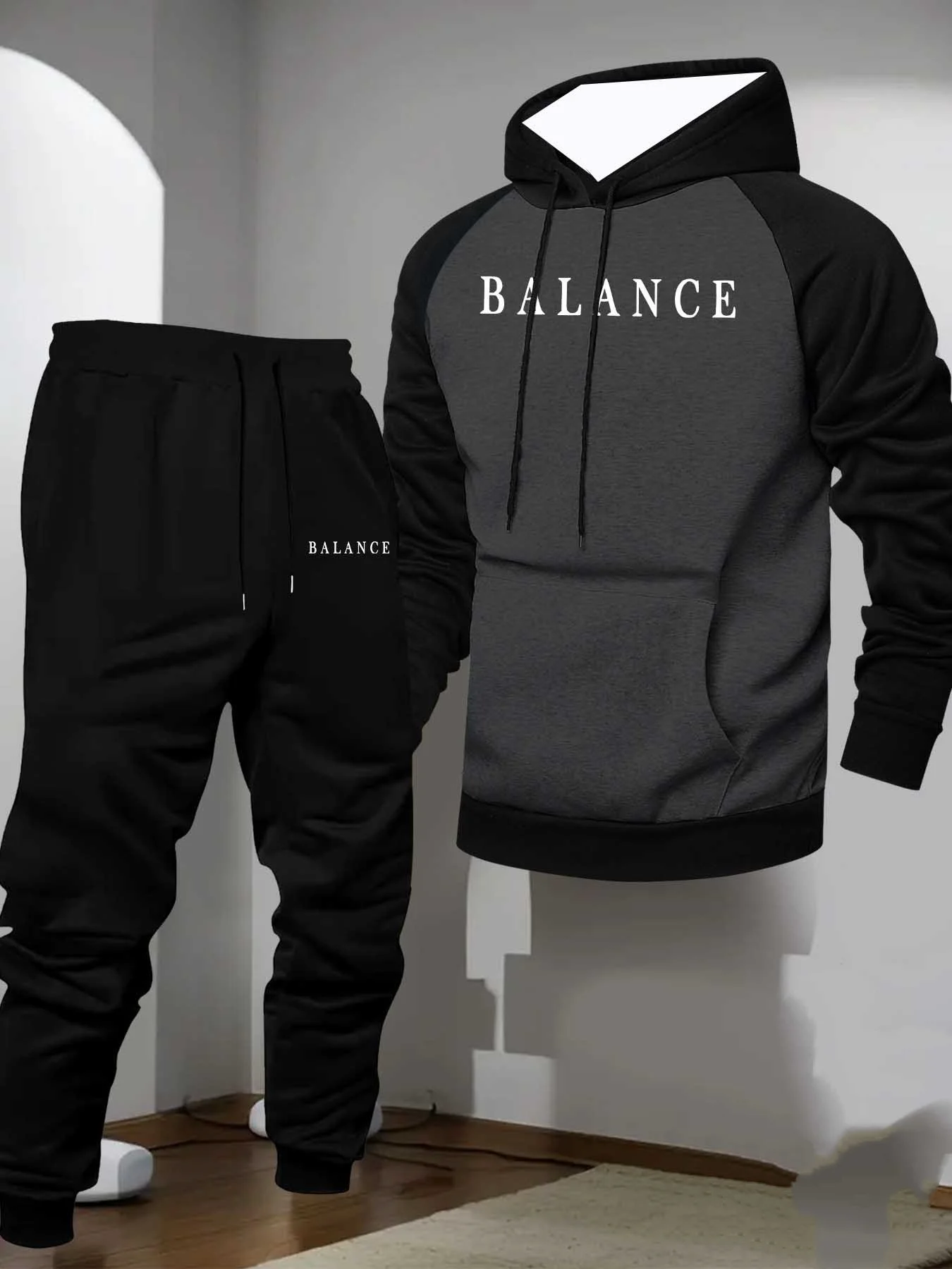 

Осень/зима, новый спортивный комплект Y2K, толстовка с простым буквенным принтом, мужская мода, супер большой удобный повседневный уличный комплект из двух предметов