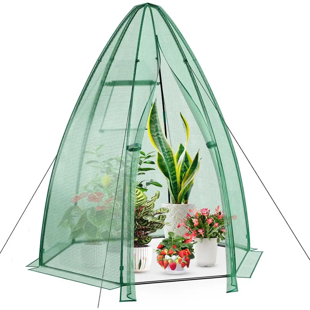

Compact Outdoor Mini Greenhouse with Zipper Door, Roll-up Window, PE Cover, Ground Stakes, and Windproof Ropes for Gardening Ent
