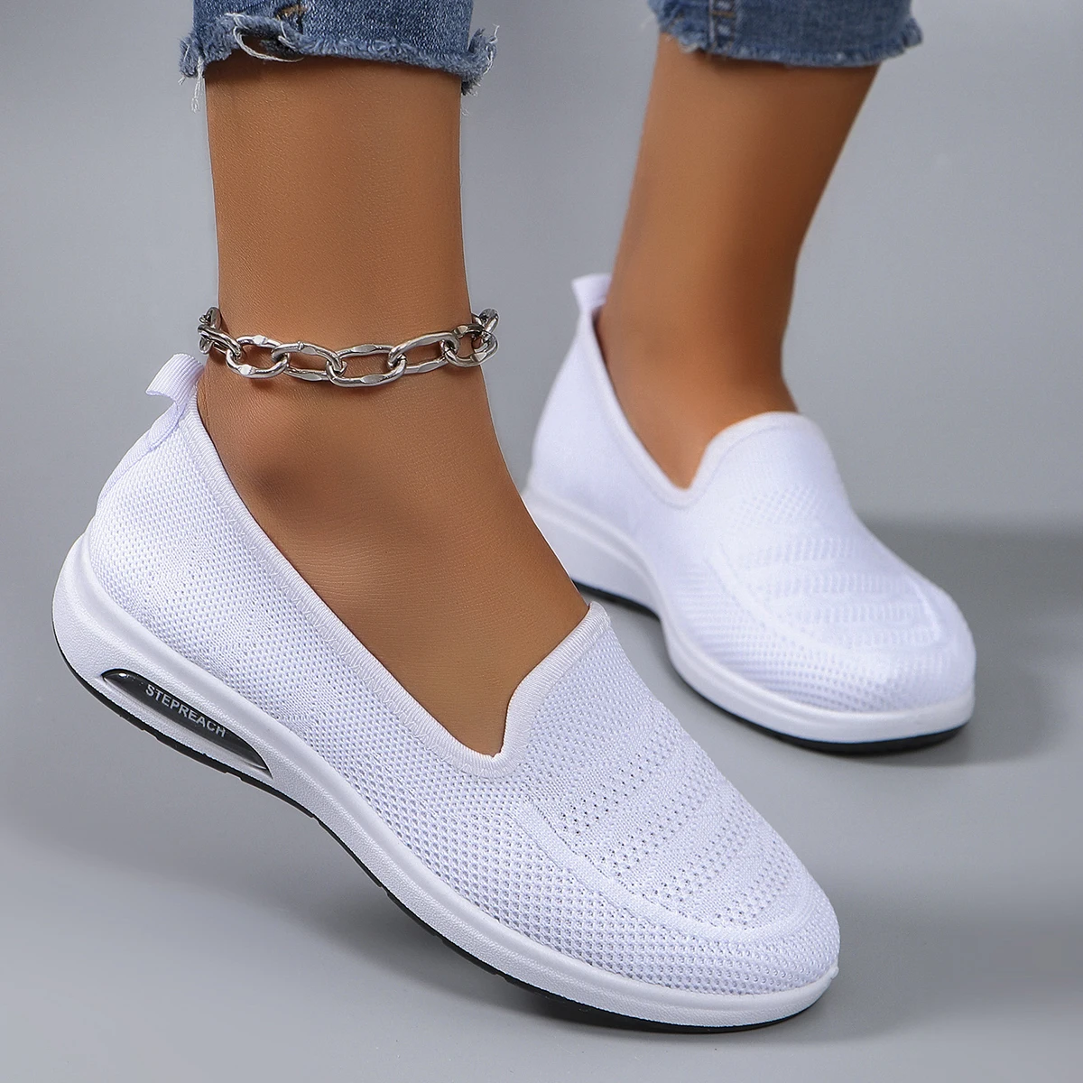 Spring new women\'s sports shoes, fashionable, breathable, lightweight, non-slip, wear-resistant, casual sports shoes, flat shoes