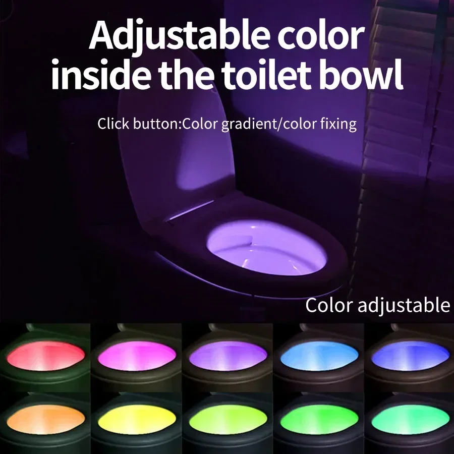 Motion Sensor RGB Toilet Light Color Adjustable with Star Projector Light Waterproof Durable Bathroom Toilet Bowl WC Backlight