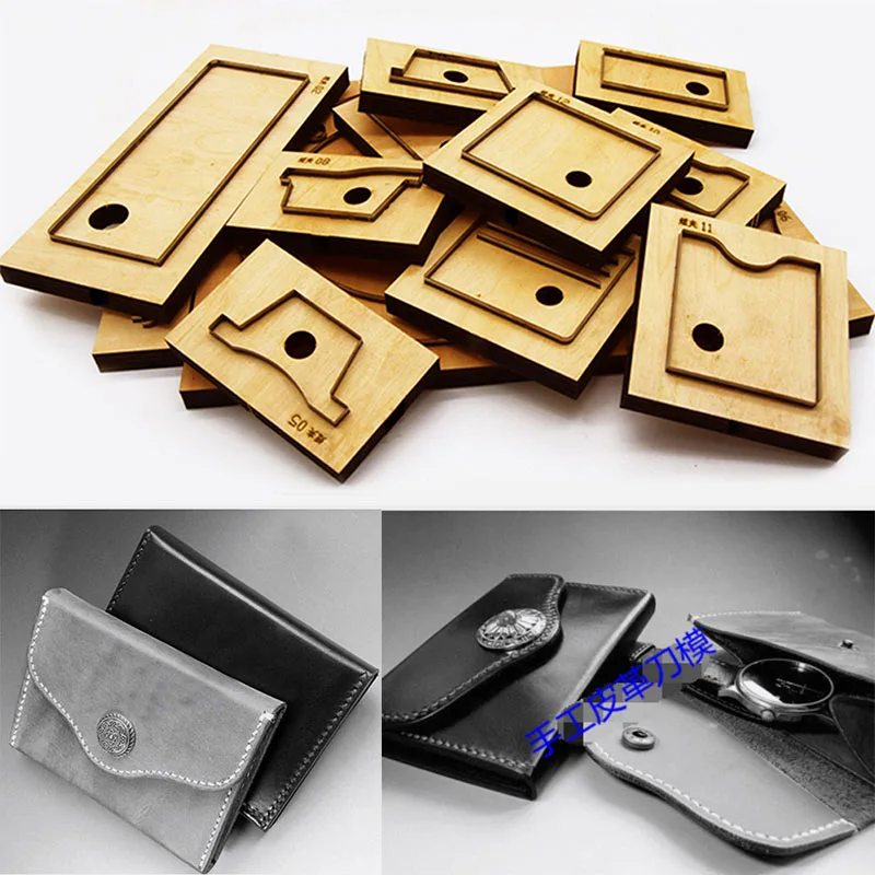 

Japan Steel Blade DIY Leather Craft Vintage Wallet Wooden Knife Mould Hand Punch Tool Die Cutting Template