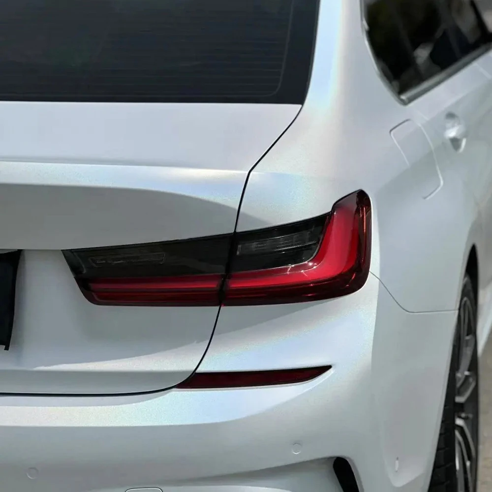 PET ماتي قزحي الألوان الليزر الأبيض سيارة التفاف الفينيل فيلم مقاوم للماء مقاومة للخدش ذاتية اللصق دراجة نارية السيارات الجسم ديكور الفيلم