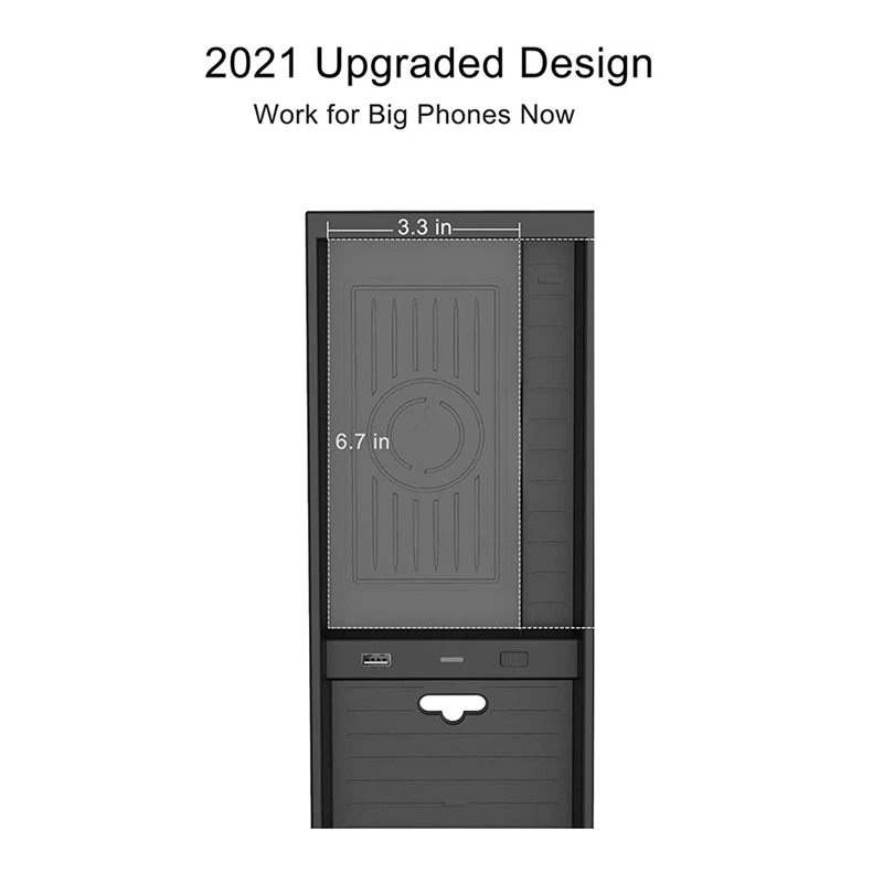 Carregador sem fio do carro para Ford, caixa de armazenamento do console central, almofada, F150, F-150, 2009-2021, 10W