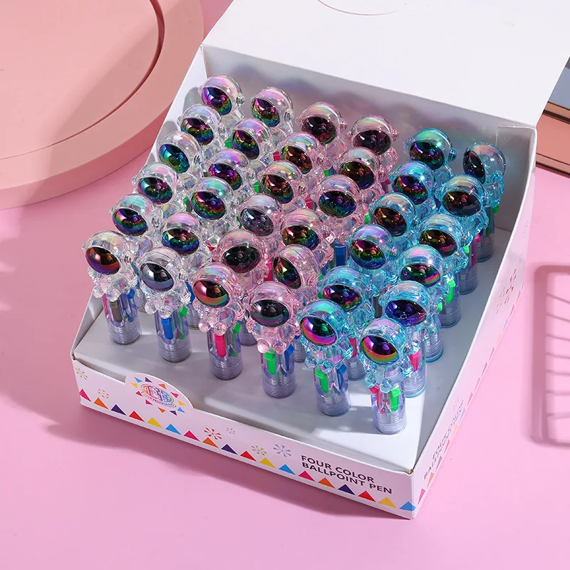 

30Pcs/Lot Cute Crystal Astronaut Ballpoint Pen Mini Colorful Laser 4-color Ballpoint Pen Multicolor Pen School Office Stationery