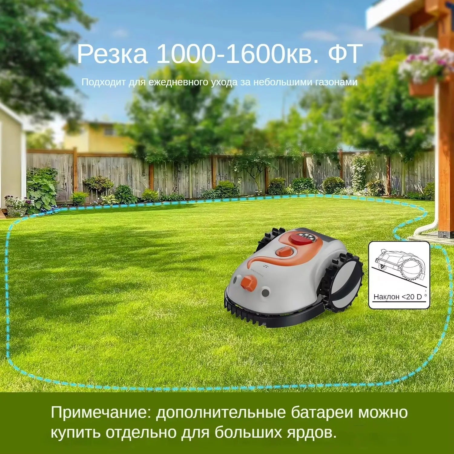 Wireless Robotic Lawn Mowers Smart Grass Cutter Removable Battery 4.0Ah 200sqm Visual Sensor no Boundary Wire for Small Garden