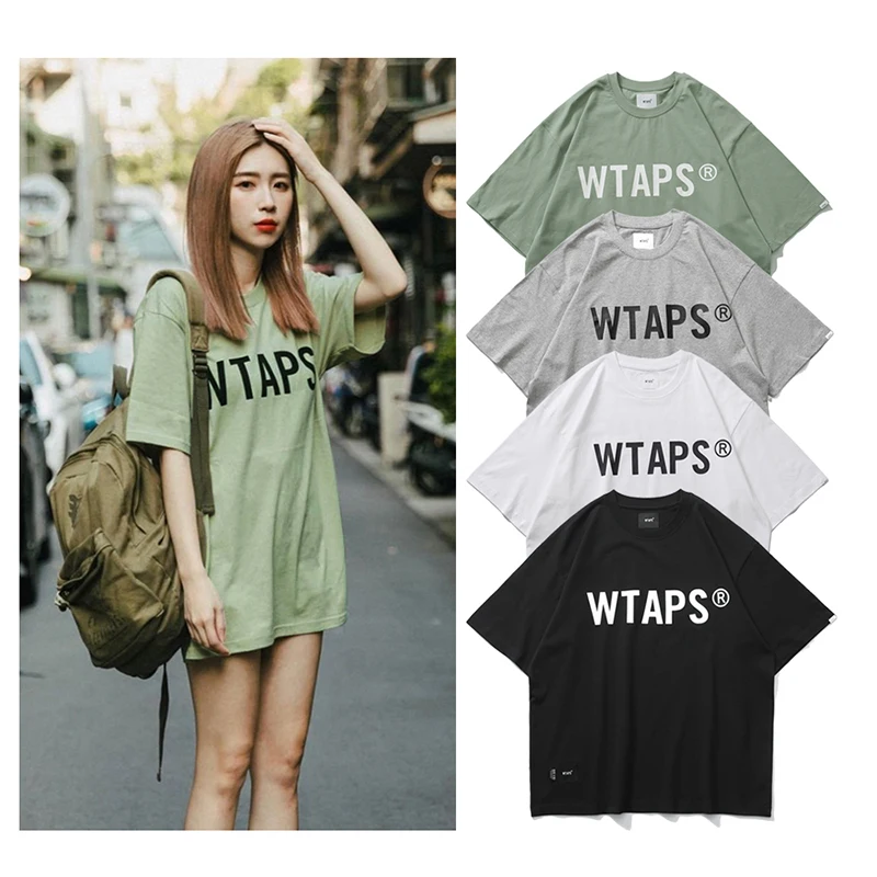 WTAPS Summer New Round Neck Oversized T Shirt Daily Casual Green Gray White Black Pure cotton Men's and women's tops