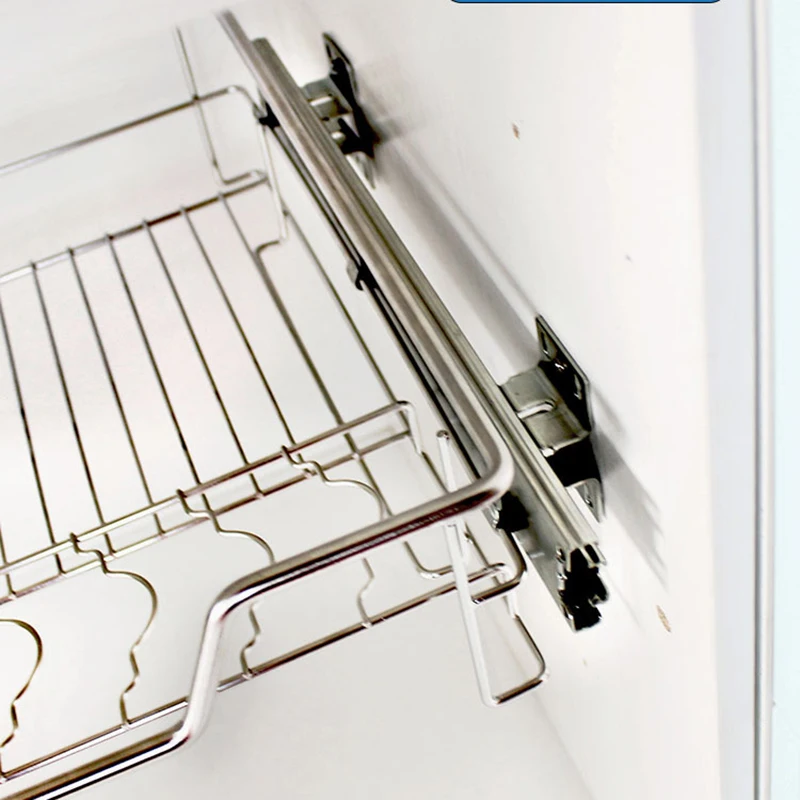 Kitchen Basket Slide Seasoning Basket Cupboard Guide Rail Three Section Bottom-mounted Side-mounted Cabinet Drawer Guide Ra