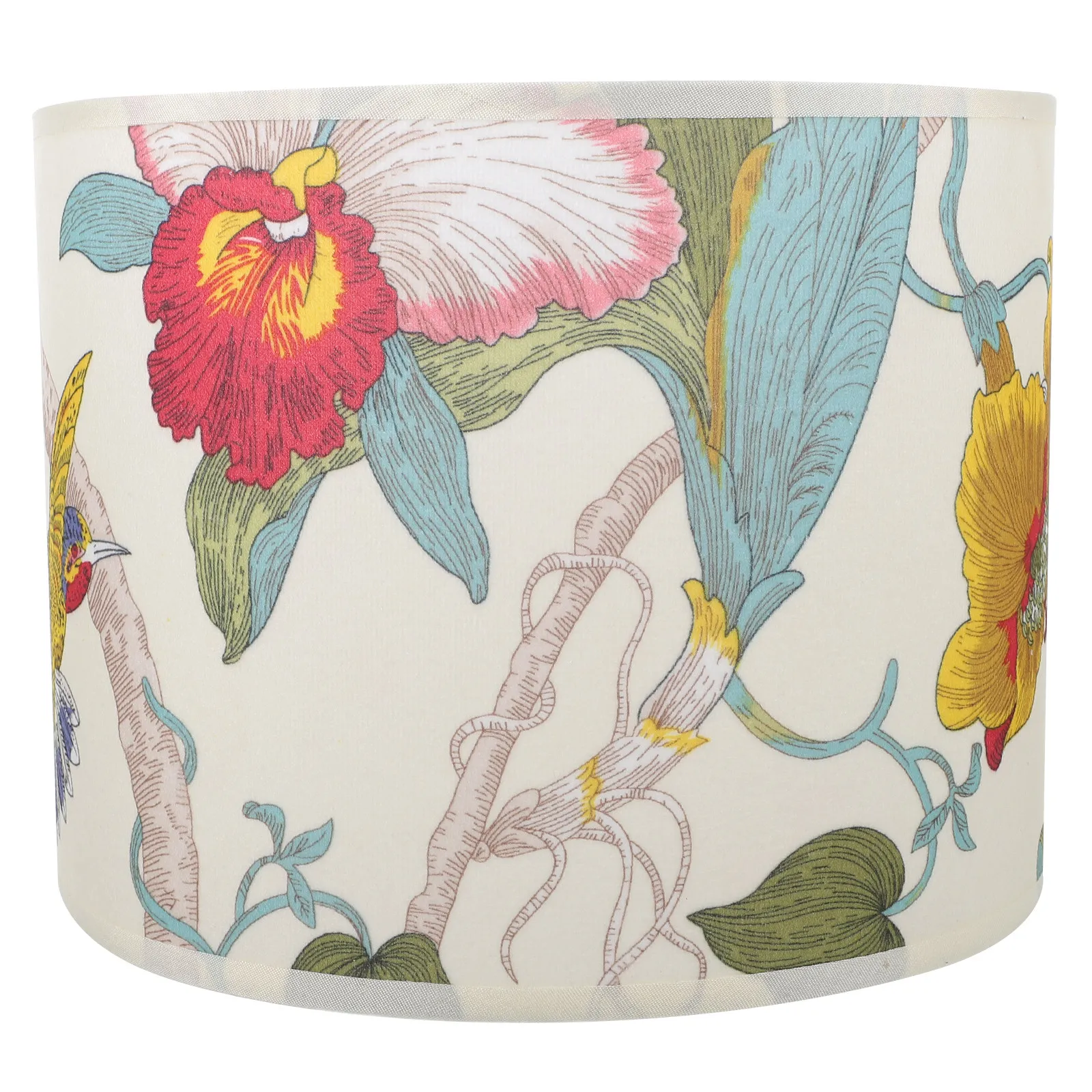 

Floral Drum Lampshades 22CMMang Pattern Fabric Shade for E27 Table Lamp Cloth Cover Large Light Replacement Modern Home Decor