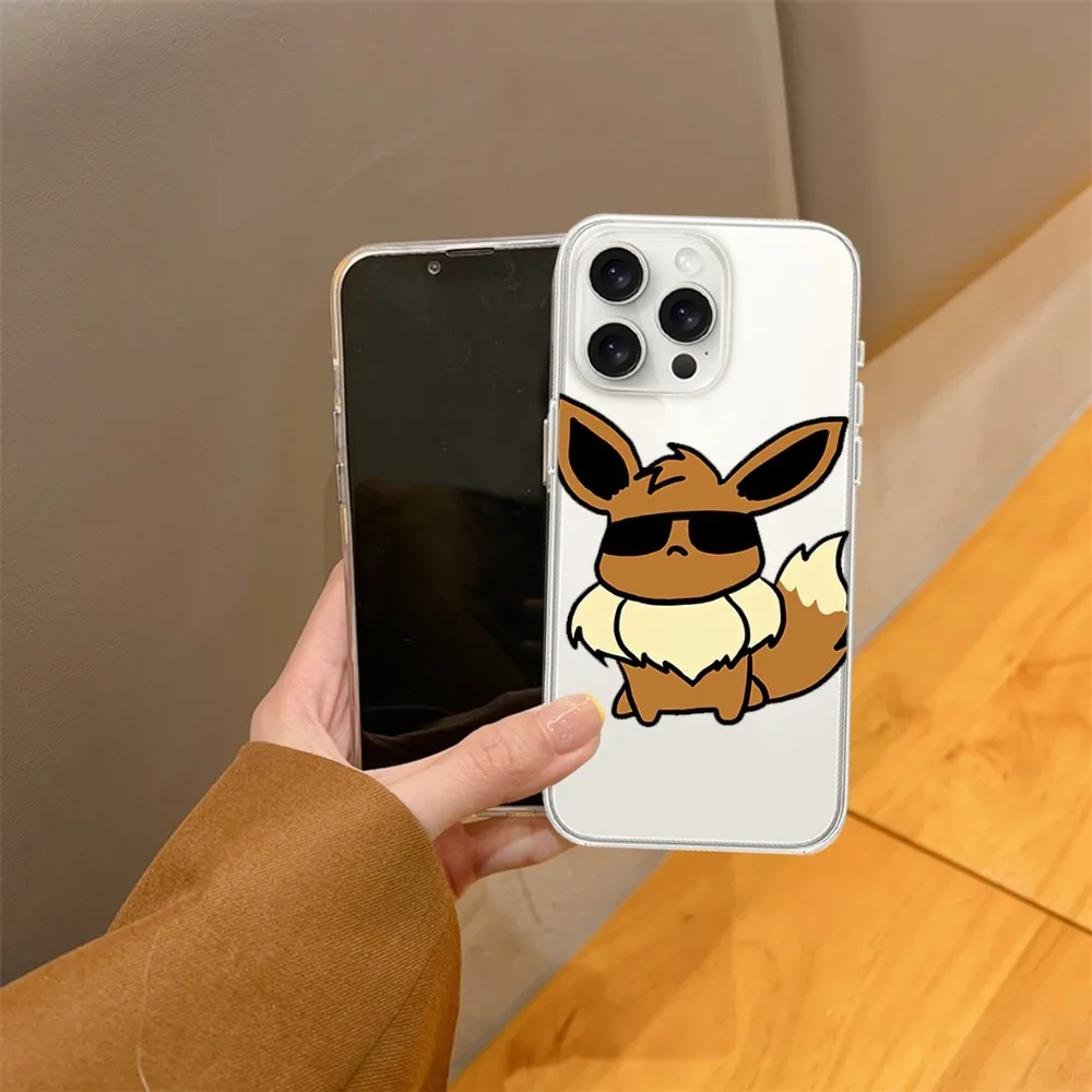 MINISO Pokemon  Eevee Cartoon  Phone Case For iPhone 15 14 13 12 11 Mini Pro Max X XR XSMax 7 8 Plus SE20 Transparent Cover