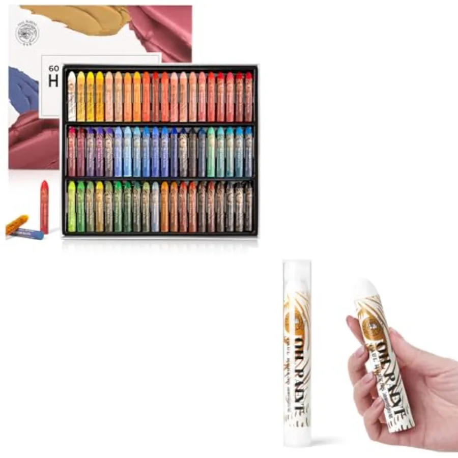 

60 Vibrant Colors Oil Pastel Set 60g Extra Large White Oil Pastels Set Pack of 2