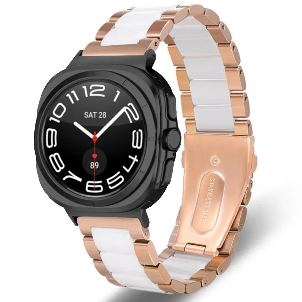 Pulseira de metal + cerâmica para samsung galaxy watch ultra 47mm pulseira respirável para samsung galaxy watch ultra 47mm correa