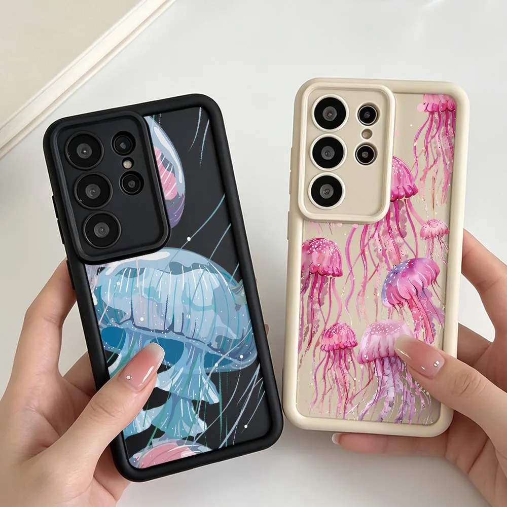 

Cartoon Jellyfish Art Phone Case For Samsung Galaxy S26 S25 S24 S23 S22 S21 S20 Note 20 Ultra Plus FE 5G Eye Ladder