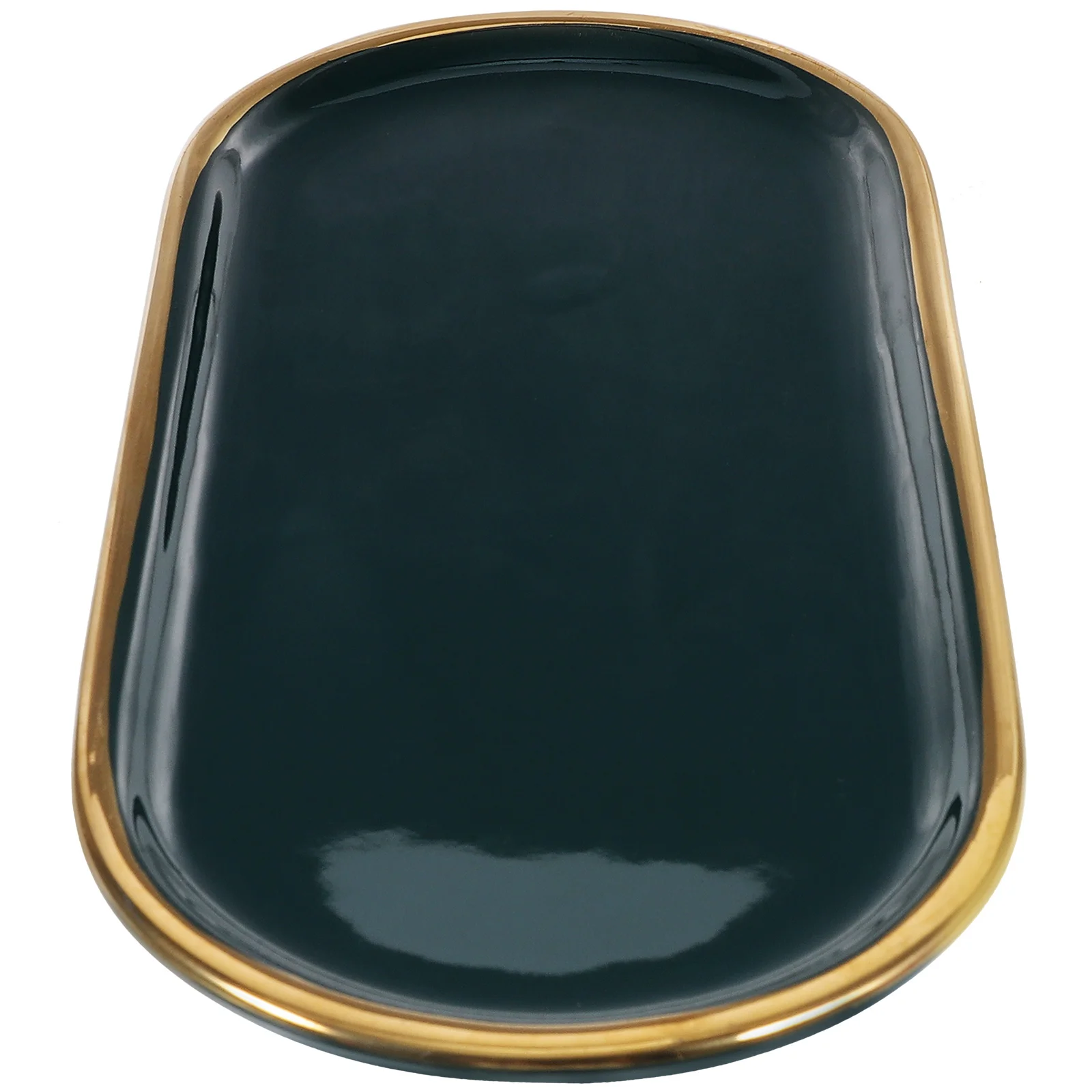 

1Pcs Gold Trim Ceramic Storage Plate Durable Decorative Jewelry Tray Bathroom Organizer Multipurpose Tray for Kitchen Party