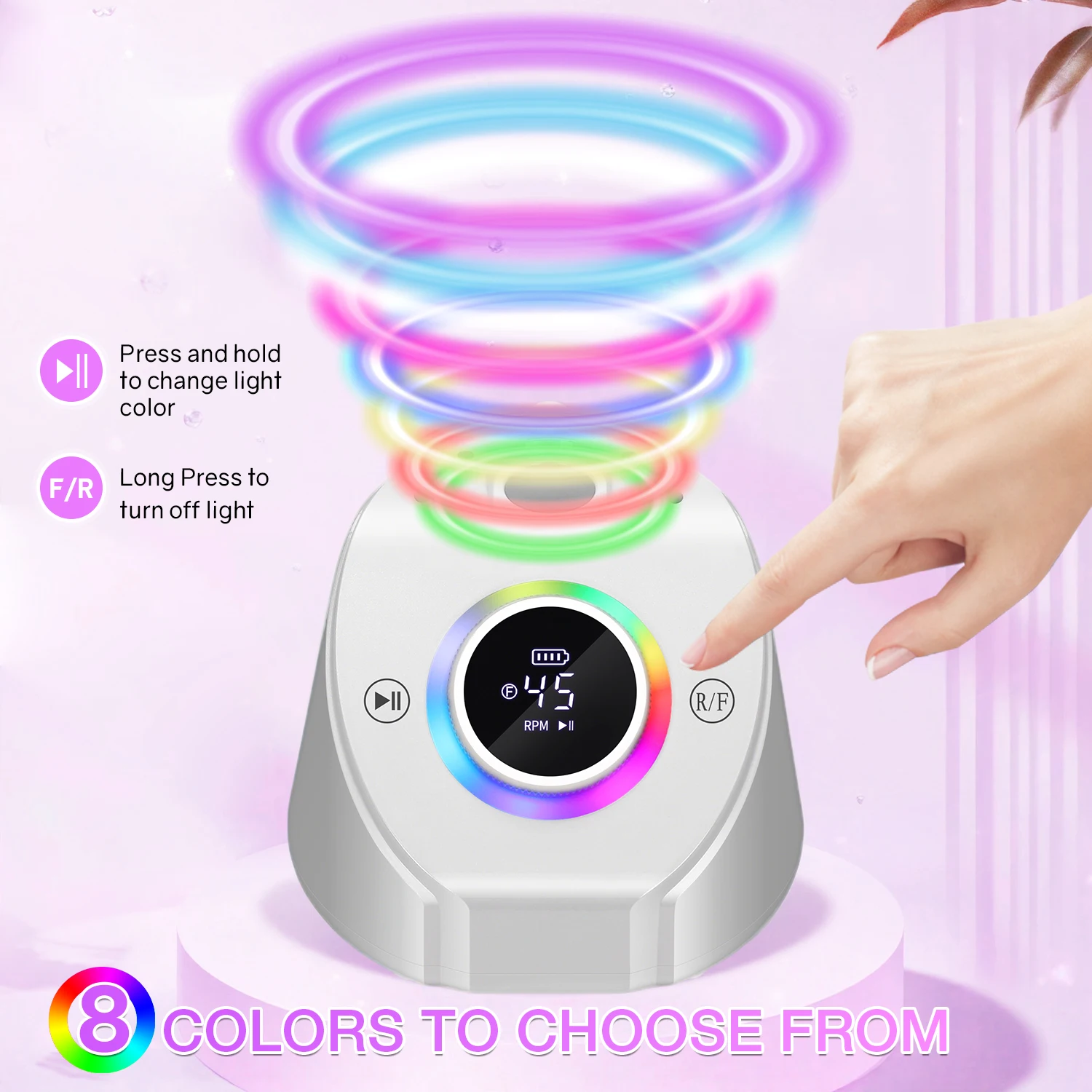 ชุดสว่านไฟฟ้าแบบพกพา 45000 รอบต่อนาที เครื่องเจาะเล็บมืออาชีพ ชุดเครื่องขัดเล็บไฟฟ้าแบบชาร์จได้ สำหรับร้านทำเล็บ