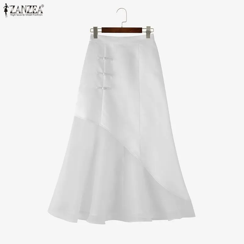 ZANZEA Lace Solid Office Skirts American Style Women Patchwork Overskirts Summer A-Line Elegant Bottoms Fashion 2026