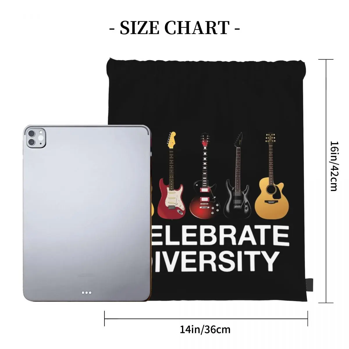 多様性を祝うギターバックパックカジュアルポータ​​ブル巾着バッグ収納袋ブックバッグ男性女性学校