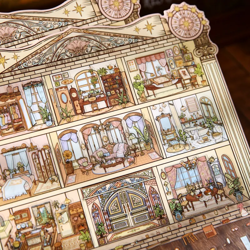 Mr. Paper 3Pcs/Pack Vintage Apartment Scene Sticker Set Starlight Mansion For Journal Scrapbooking DIY Decoration - view 4