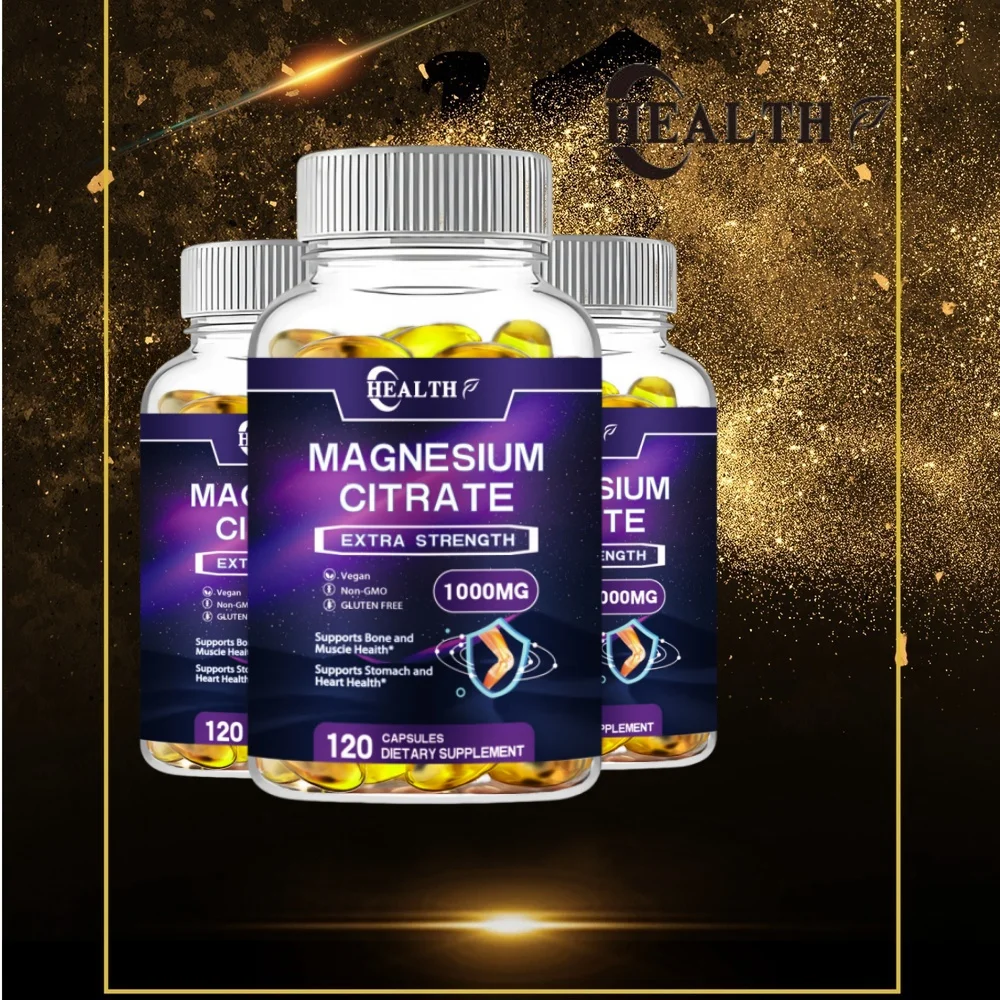 Citrate de magnésium de santé 1000mg, pour des suppléments calmants, relaxants, de constipation et de soutien digestif, non génétiquement modifiés