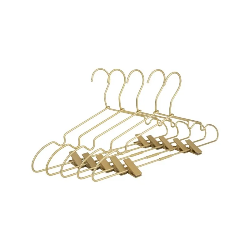 

Premium 16.5” Matte Gold Metal Clothes Clips Hangers, Heavy Duty Skirt Slack Hangers, Metal Rack for Trousers Non Slip Clips