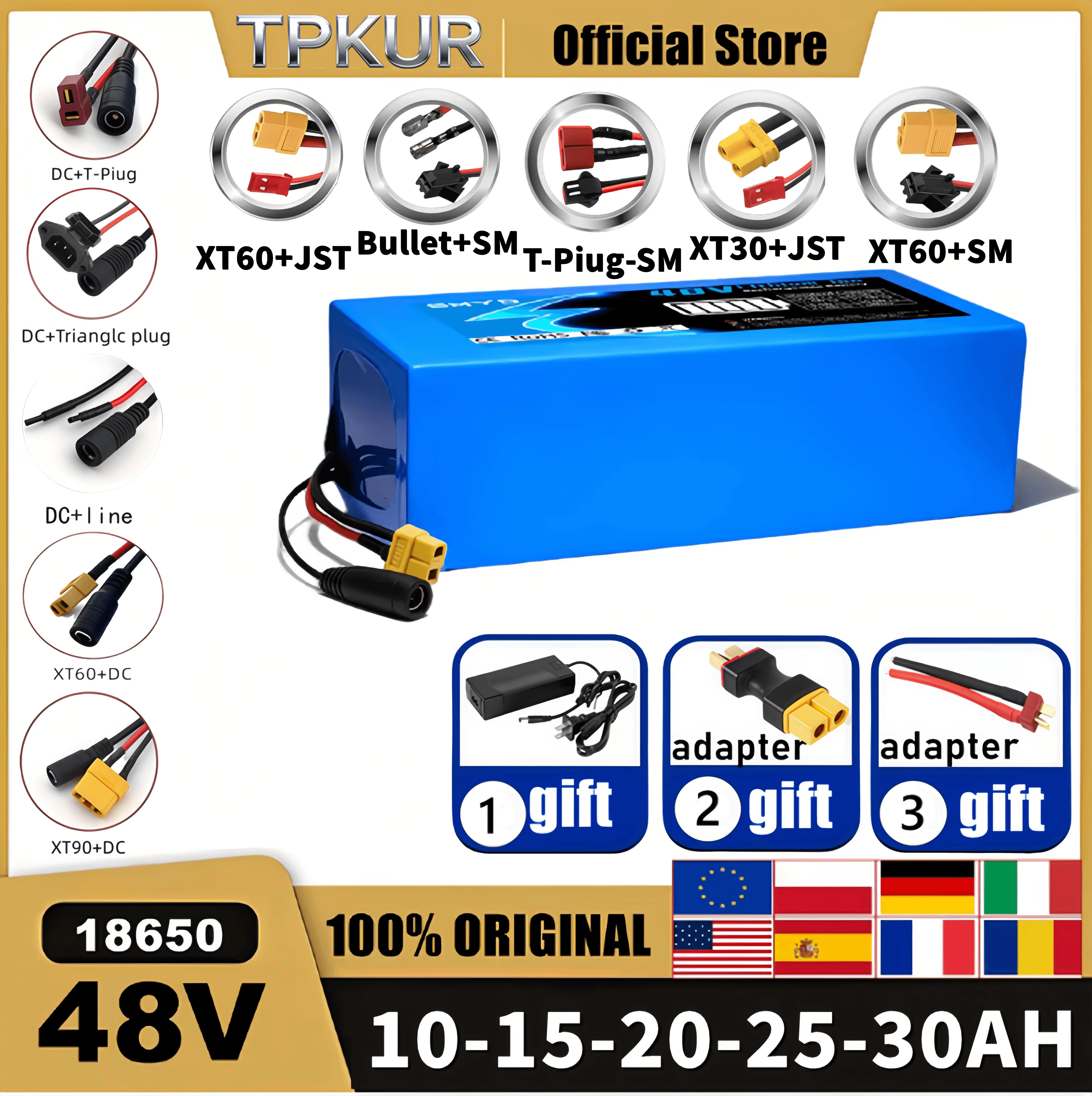 

brand new 48V Battery 10Ah 15Ah 20Ah 25Ah 30Ah 18650 Battery Pack for 100-1500W Bike, Bicycle, Scooter & Other Motors