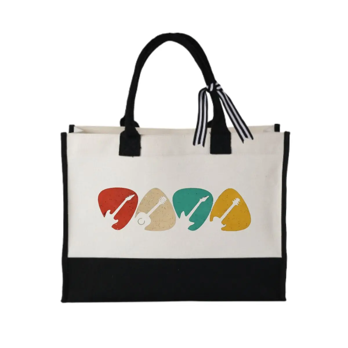 

Guitar Pick Music Art Graphic Compact Patchwork Canvas Tote for Cosmetic Organizing