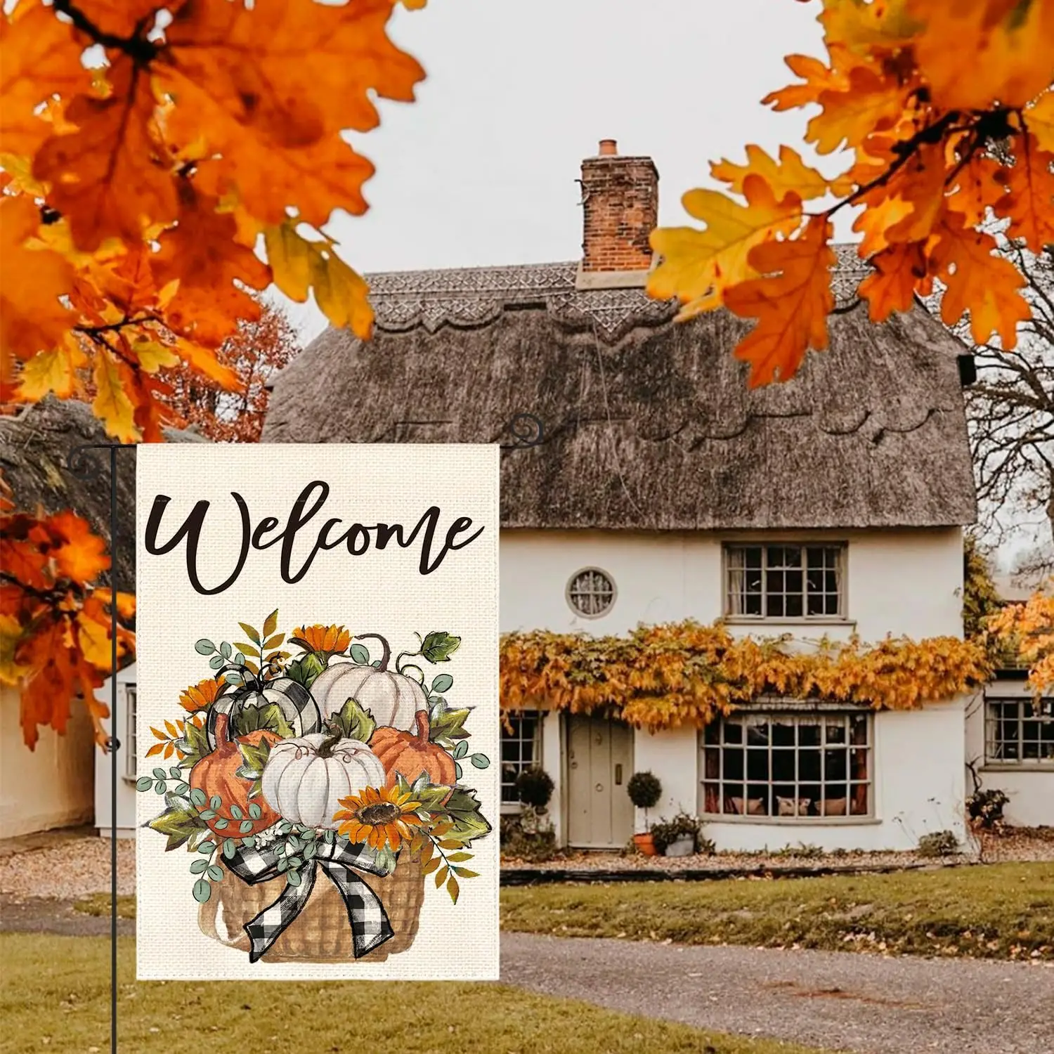 AVOIN colorlife Pumpkins Fall Garden Flag 12x18 Inch Outside | Double Sided, Weather & Fade Resistant, Yard Outdoor Deco llp