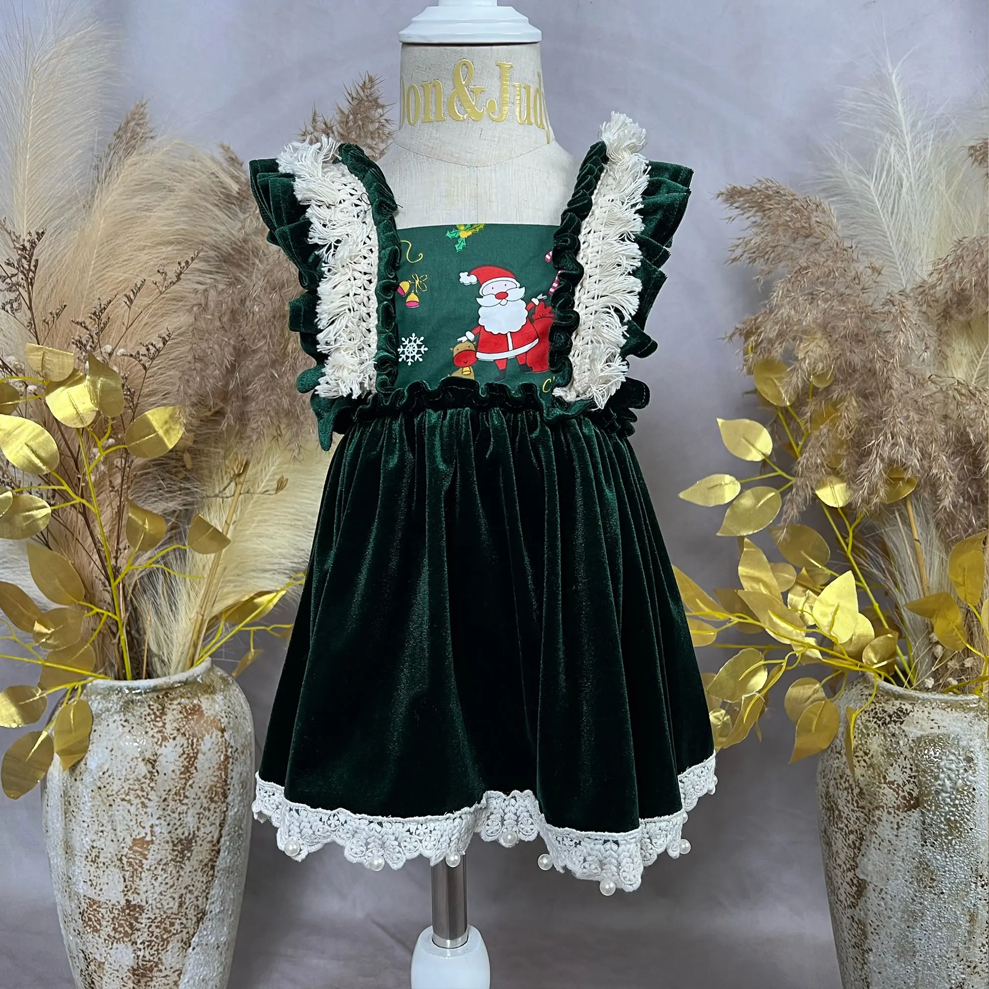 1-6 Years Old Little Princes Christmas Comfortable Sleeveless Velvet Clothe Children's Formal Wear Photography Studio Photo Prop