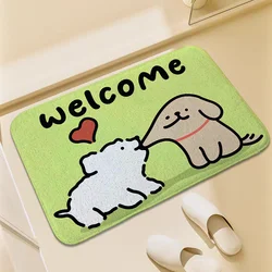 Kawaii Dog Welcome Carpet Entrance of House Foot Mat Bathroom Rug Rugs Floor Mats Balcony Kitchen Accessories Doormat Door Bath