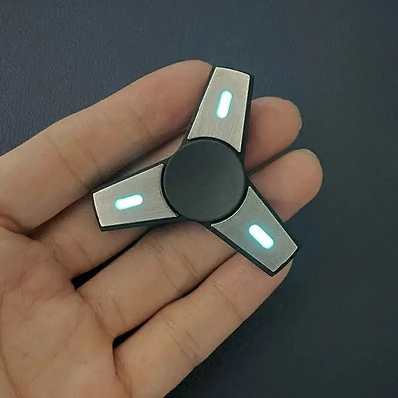 Luminous Threeleaf Fidget Spinner EDC Fidget Toys Metal Hand Spinner ADHD Decompression Desktop Toy