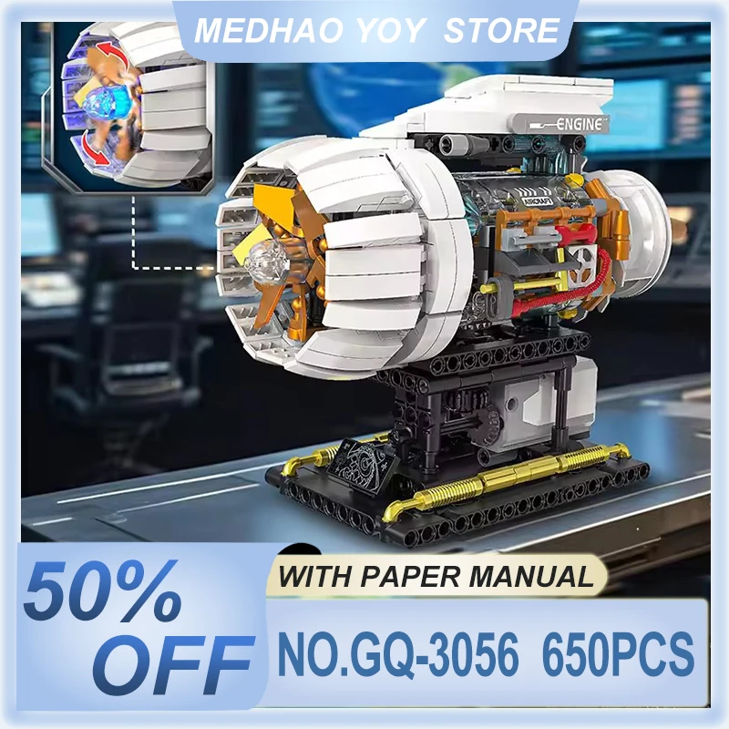 

GQ-3056 Creative Technik Electrically Driven Aircraft Engine Model Building Blocks MOC Educational Toys Christmas Gifts Boys Kid