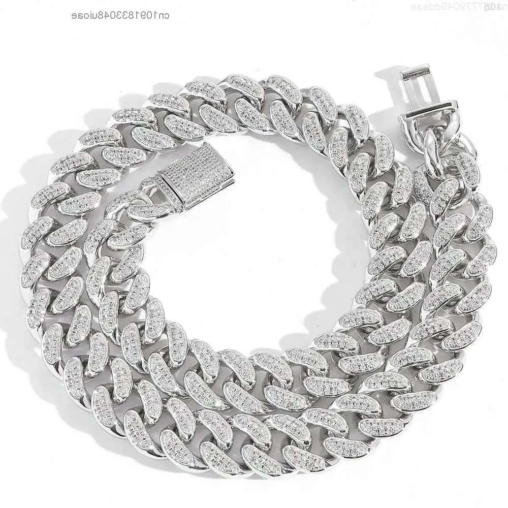 

Bes Fine Jewelry 15mm 925 Sterling Silver with Gra Moissanite Diamond Miami Cuban Curb Link Men Chain Necklace