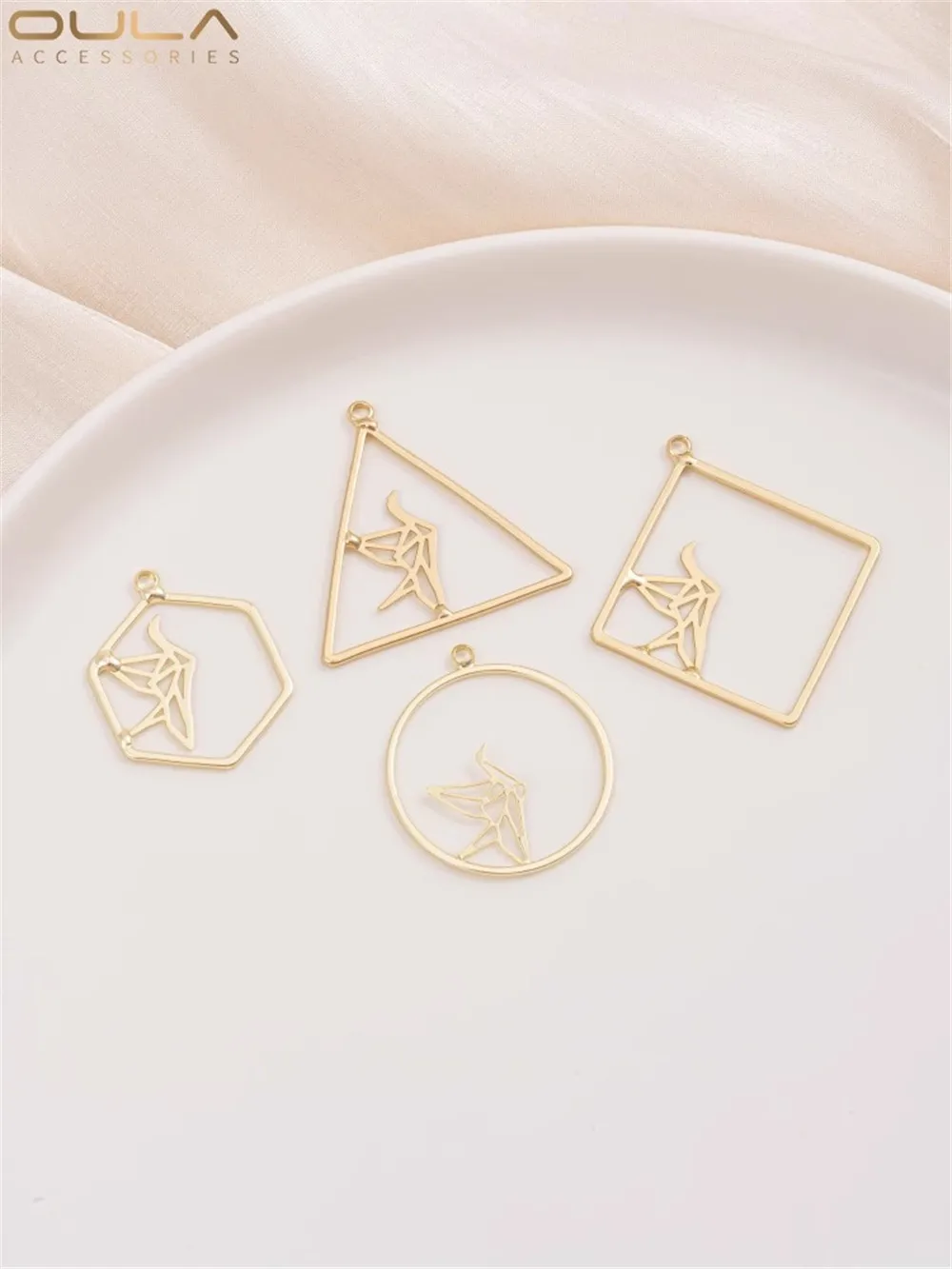 

14K Gold-Color Plated Accessories Geometric Paper Crane Earrings Accessories Handmade Diy Material Headpiece Earrings Pendant