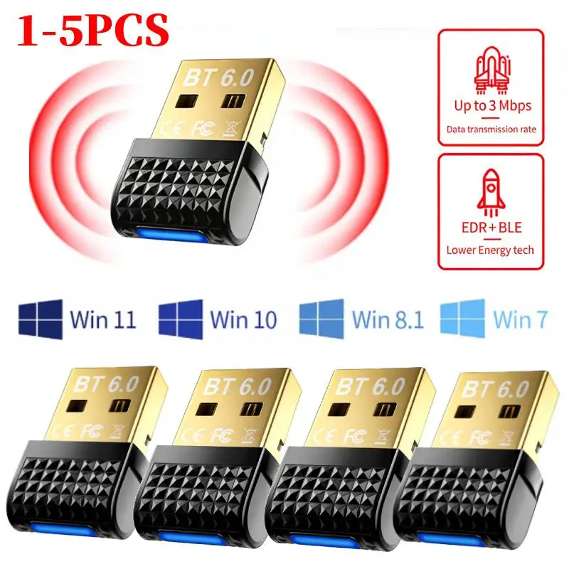 

Bluetooth Adapter for Desktop PC Plug & Play BT 6.0 USB Dongle Receiver & Transmitter for Laptop Computer For Windows 11/10/8.1