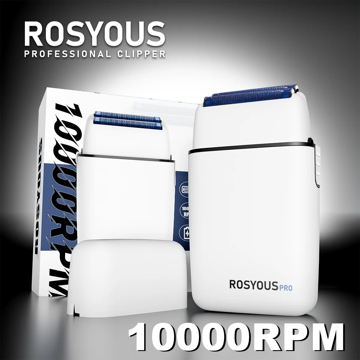 

10000RPM ROSYOUS RS620 Double Foil Blue Hypoallergenic Knife Net Men's Shaving Machine Electric Beard Trimmer Barber Shop