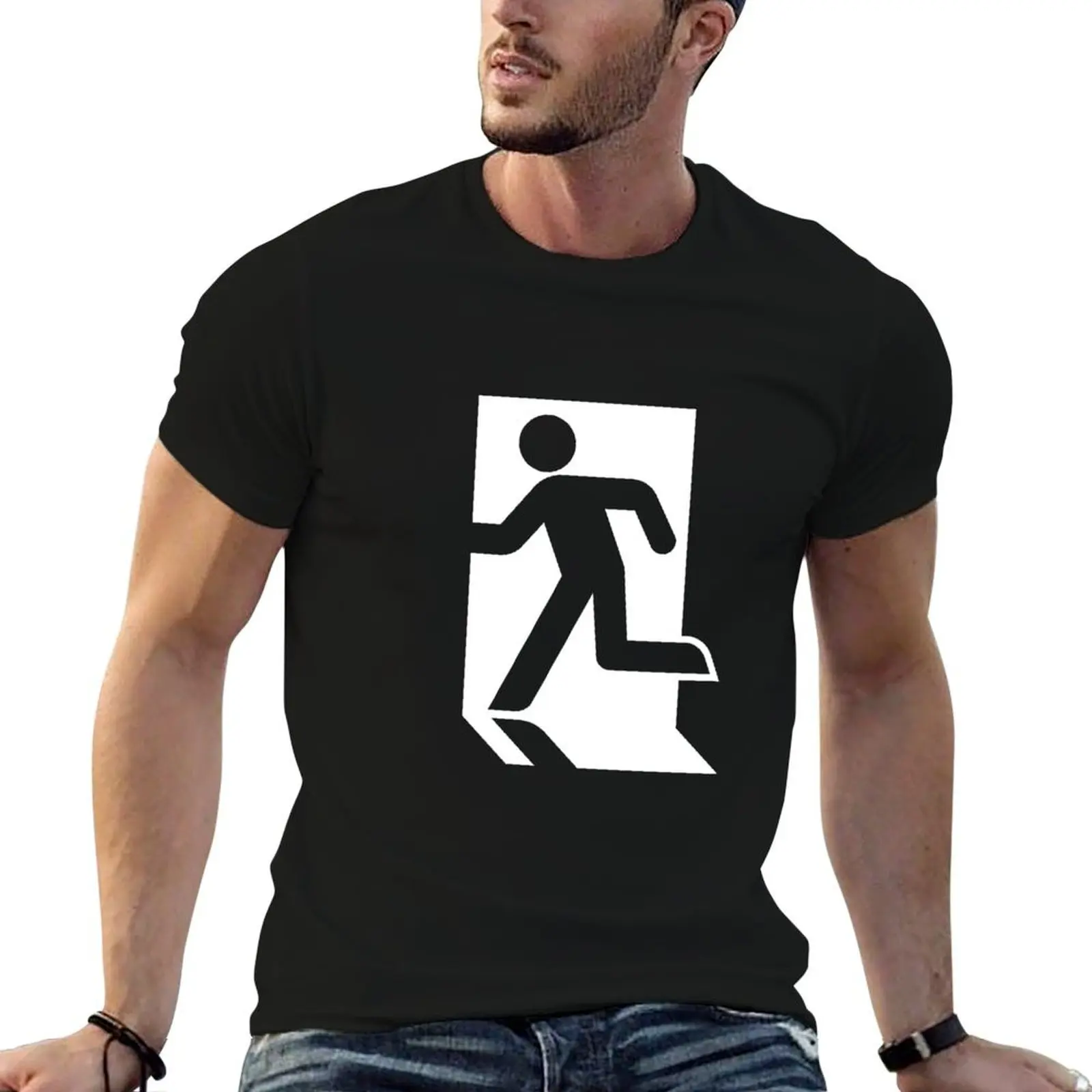 

Exit Sign Running Man T-Shirt man t shirt designer men t shirt cotton 100% T-Shirt