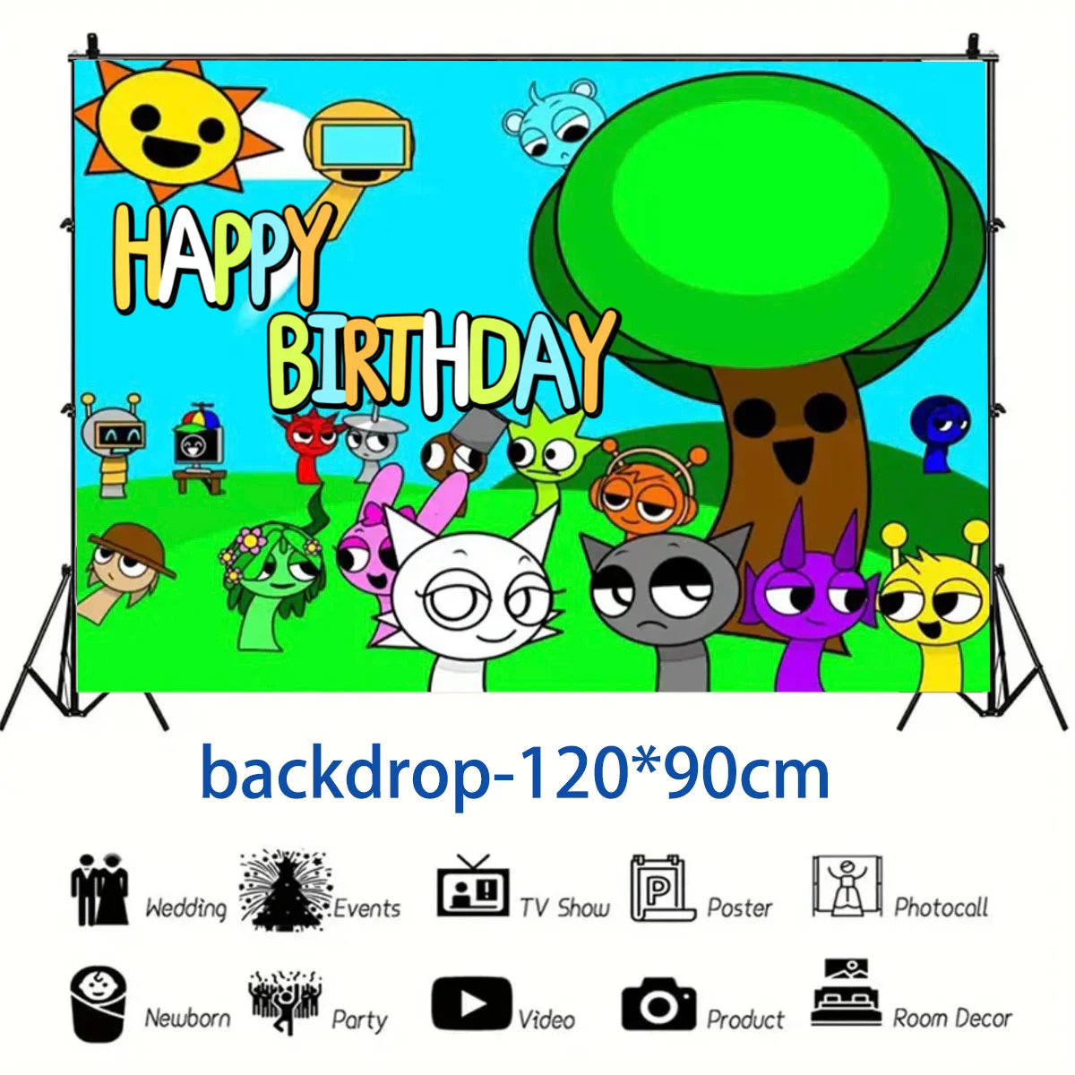 Incredibox Sprunki Theme Boy Birthday Party Supplies Decor Hot Game Balloon Banner Backdrop Cake Banner Kid Baby Shower Gift