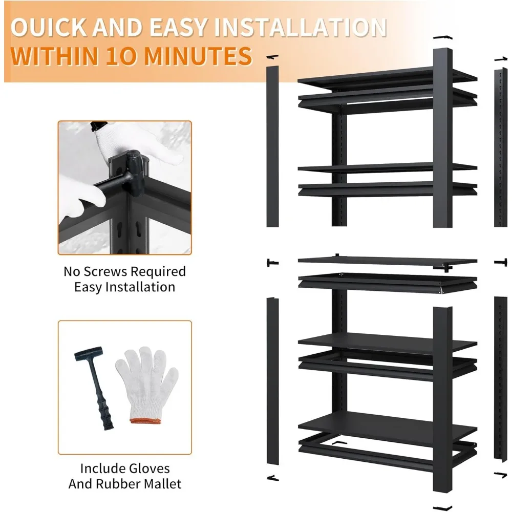 63"H Heavy Duty Garage Shelving 3000LBS Storage Shelves Adjustable 5 Tier Metal Shelving Unit,Industrial Utility Rack for Garage