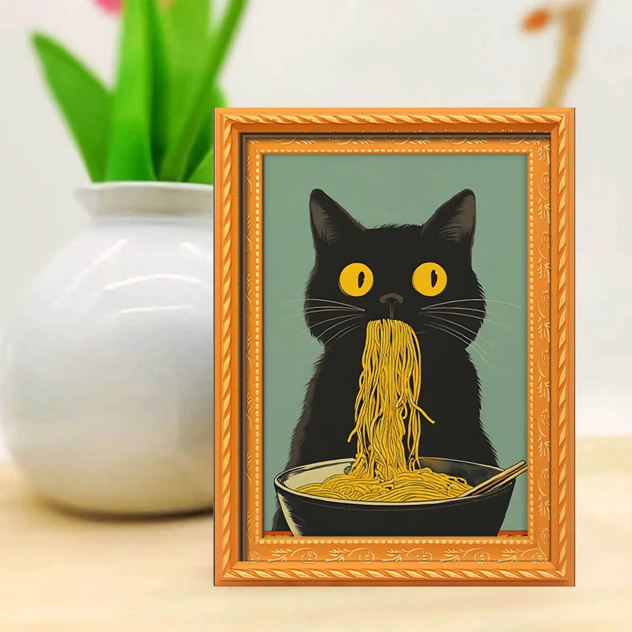 1 Piece of Quirky Black Cat Eating Pasta Fridge Magnet, Cute Noodle Cat Decorative Magnet, Fun Kitchen Magnetic Sticker, Suitable for Refrigerators and Storage Cabinets, a Fun Gift for Cat and Pasta Lovers