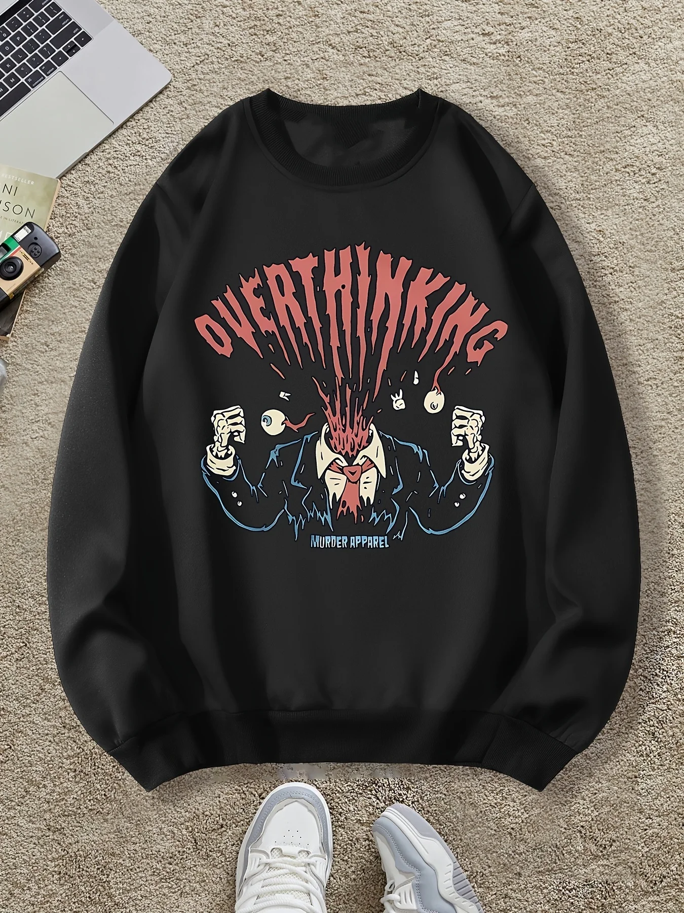 

Gothic Print Autumn and Winter Men's and Women's Long Sleeved Sportswear Sweatshirt Casual Loose Outdoor Street Sports