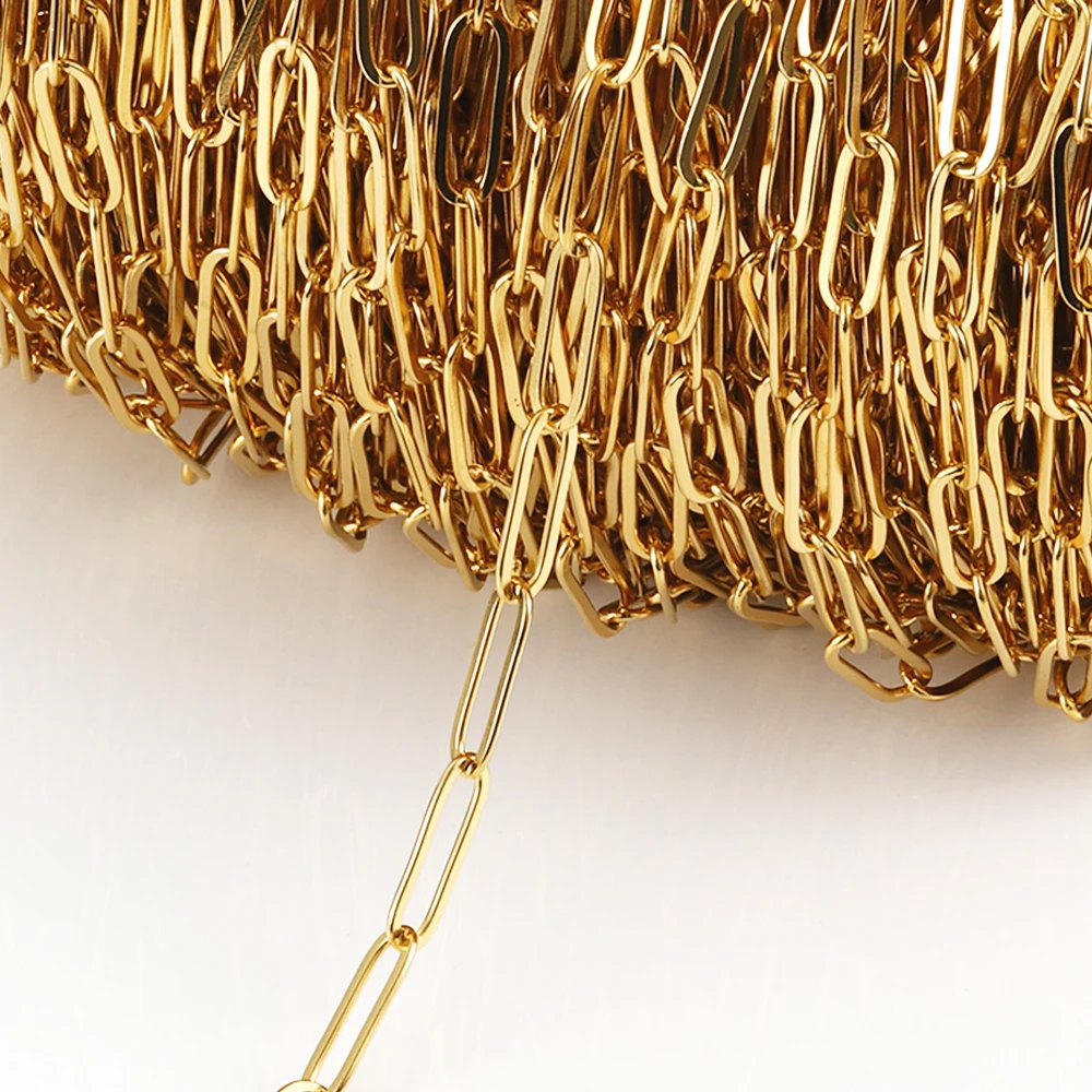 Kein Verblassen, 2 Meter Edelstahlketten für die Schmuckherstellung, DIY-Halskette, Armband, Zubehör, Goldkette, Lippen, Perlen, Perlenkette – Detail 7