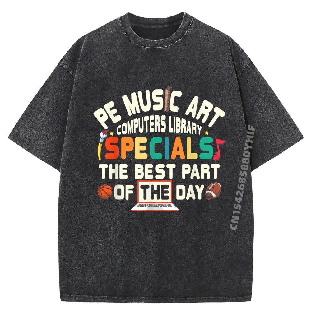 

PE Music Art Special Teacher Specials Computers Library Oversized T Shirt Streetwear Washed T Shirts For Men