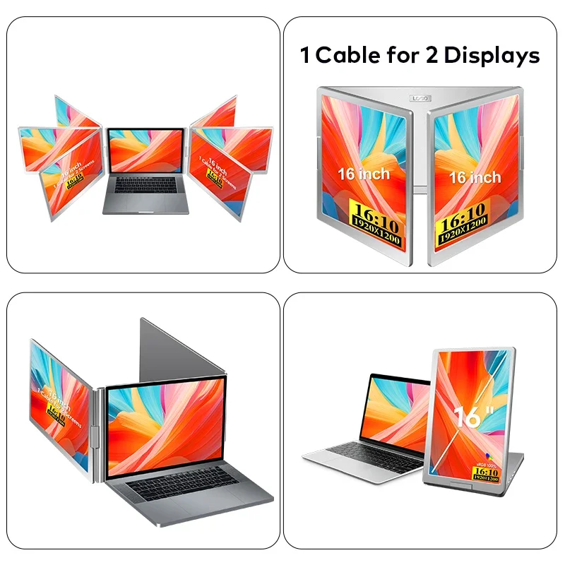 Best Seller 2026 New Fashion16 Inch Laptop's Extender Screen Portable Monitor 1 Cable For 2 Display For 12-18.5'' Wins/Mac(M1