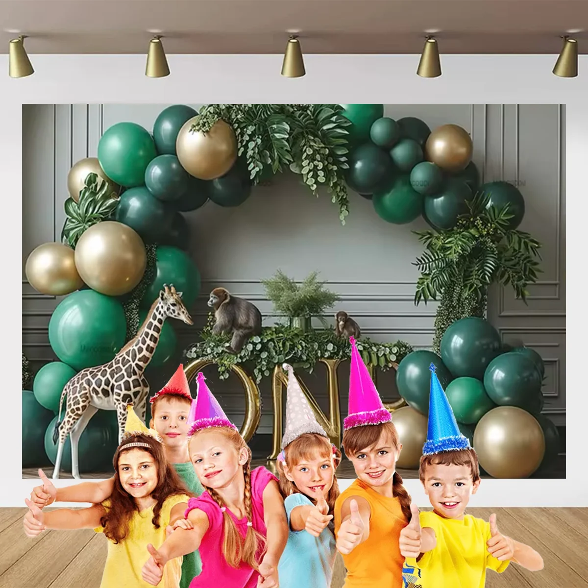 Umi Wild animal background primitive jungle lions elephants tigers children birthday party decoration newborn photography photo