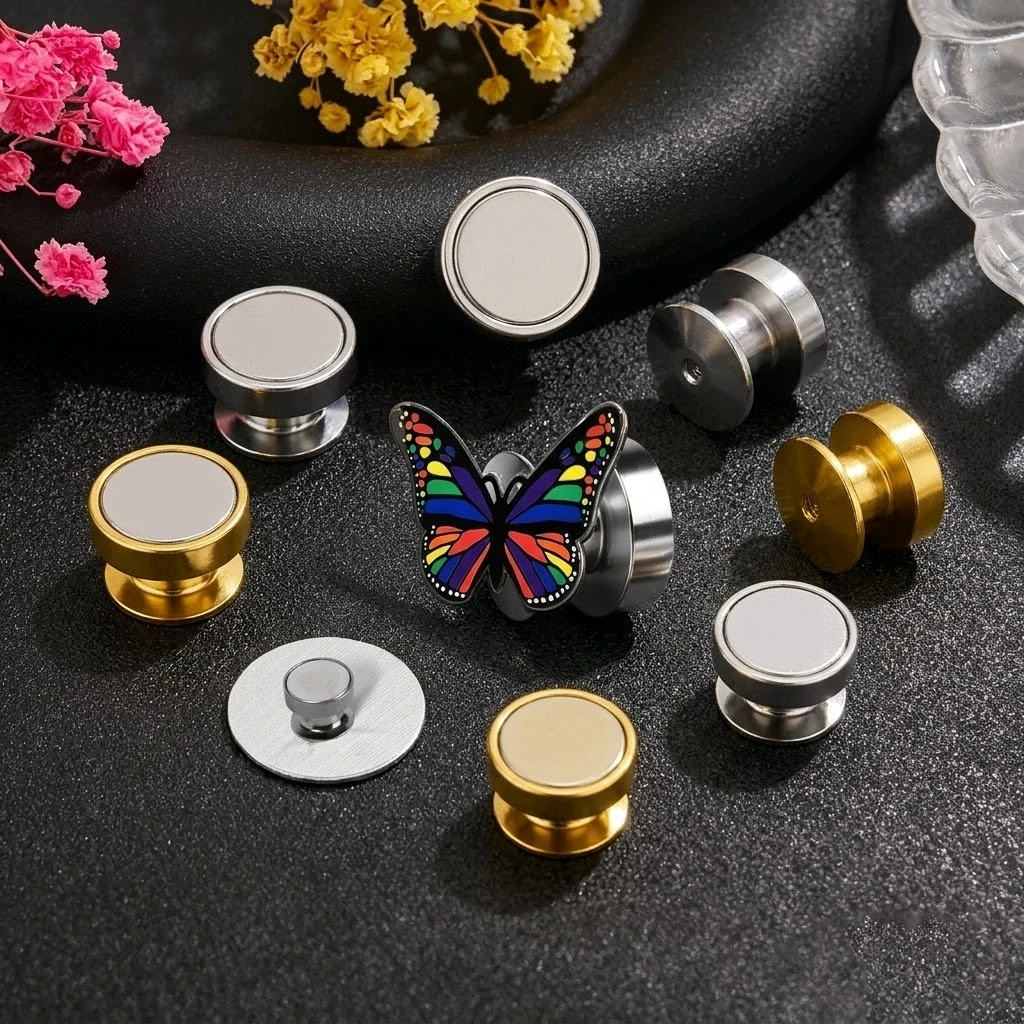 

10Pcs/Lot Magnetic Clasps and Non-Magnetic Pin Brooch Lock Pins Back Metal Fasteners DIY Brooch Badge Jewelry Making Accessories