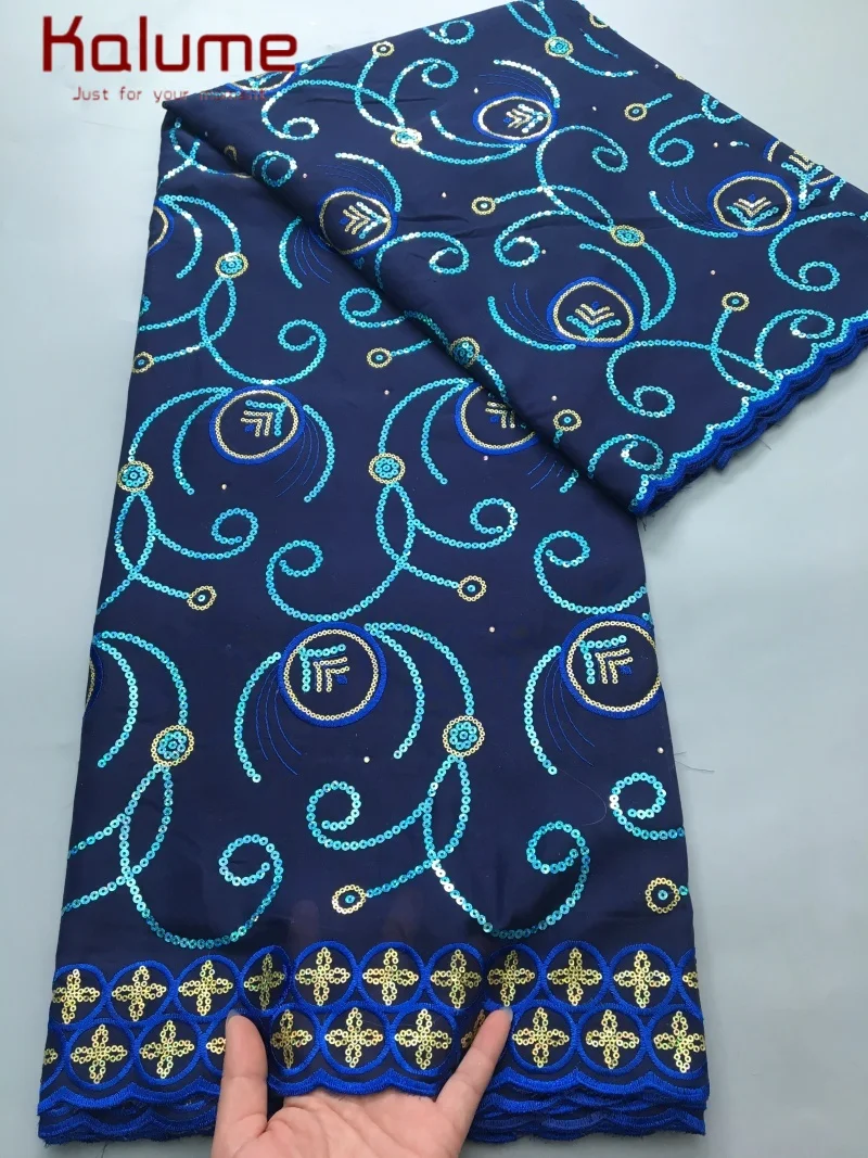 

Kalume 2025 African Lace Fabric Embroidered High Quality Nigerian Lace Fabric Cheap Cotton Lace Fabric For Sewing Dress F4382