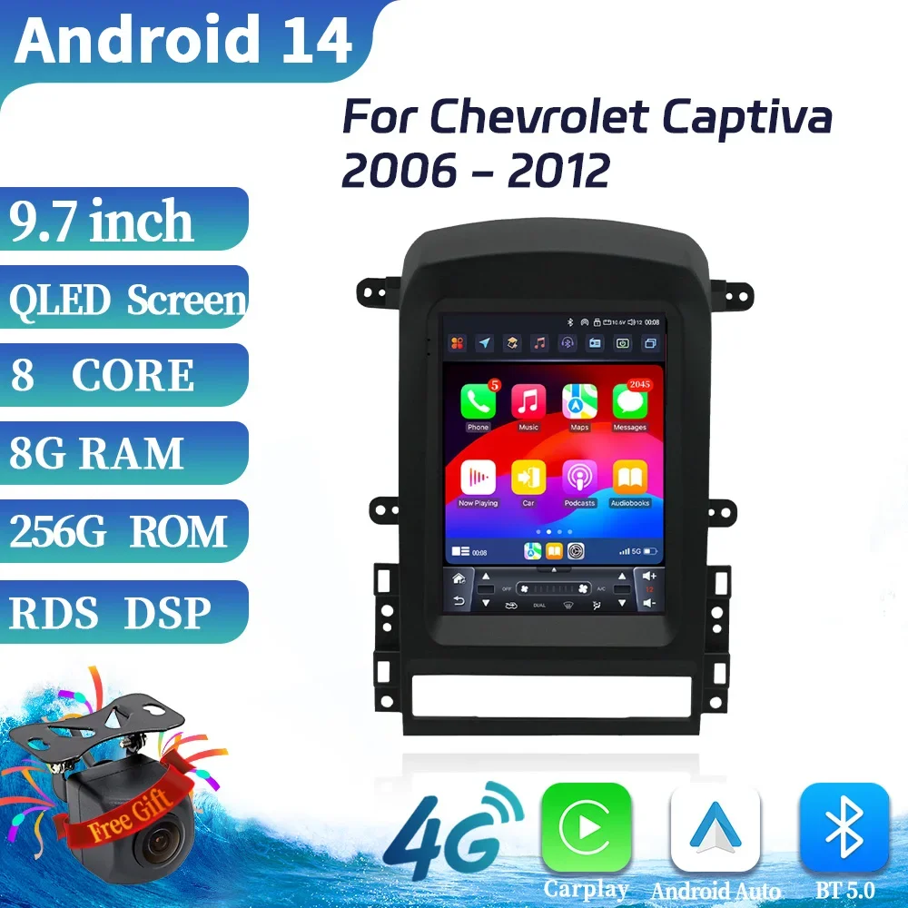 9.7inch For Chevrolet Captiva 2006-2012 Android 14 Car Radio WIFI GPS Wireless Bluetooth Carplay Multimedia Touch Screen Stereo